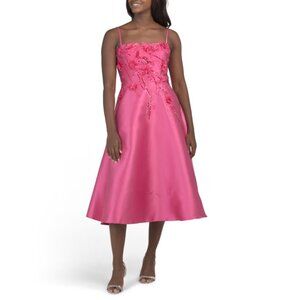 RENE BY RENE RUIZ Pink Sleeveless 3d Floral Tea-length Dress